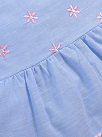 Hopebow Pastel Bloom tiered cotton frock with pastel plaid and pink daisy skirt — detail