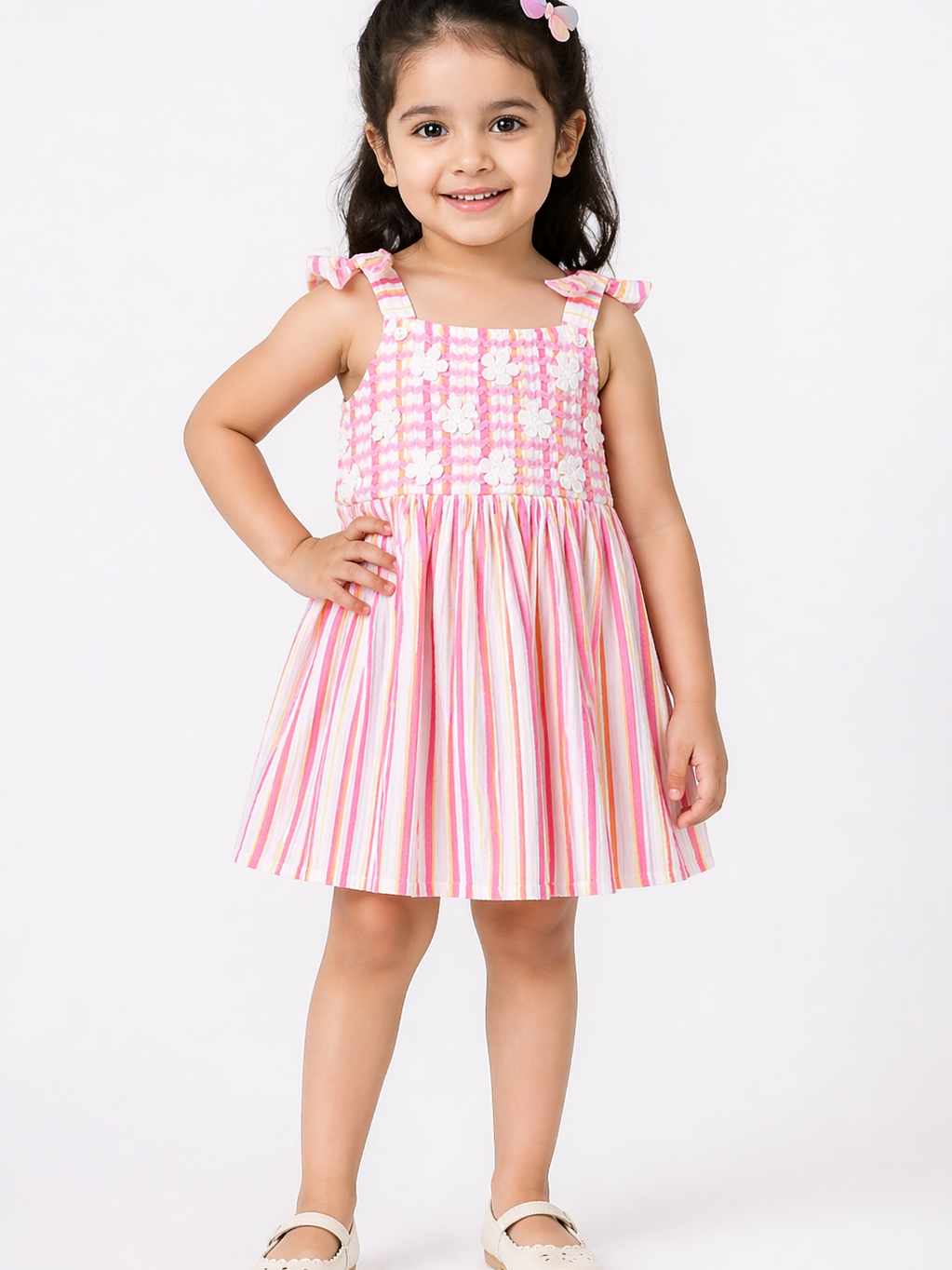 Hopebow Blossom Pink summer frock with textured bodice