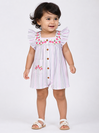 Hopebow Pastel Bloom embroidered cotton baby girl romper