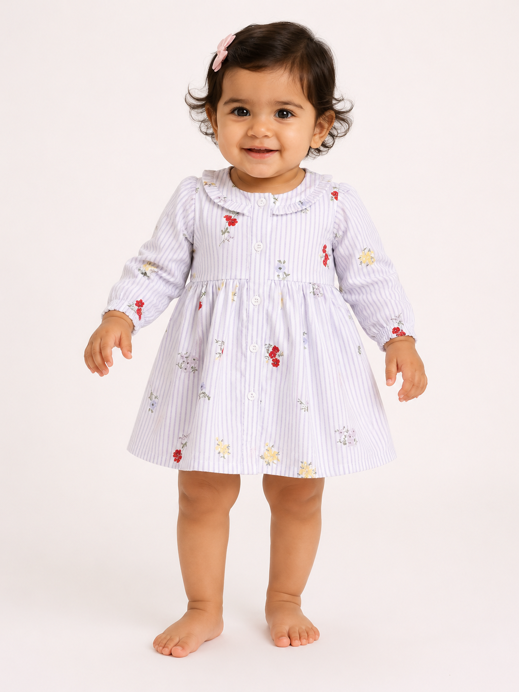 Hopebow Ivory Ruffle Bloom floral baby girl dress