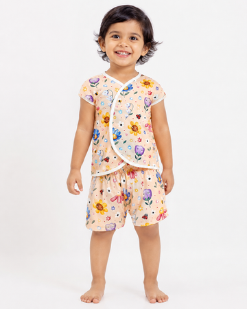 Hopebow Garden Bloom peach cotton baby co-ord set