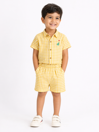 Hopebow Sunshine Gingham yellow cotton boys co-ord
