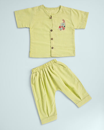 Hopebow 100% Cotton Elephant-Embroidered Two-Piece Set – Soft & Breathable