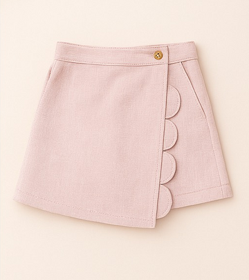 Girls Cotton Embroidered Co-Ord Set Short Sleeve Shirt with Pockets & Skirt Shorts