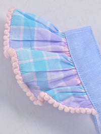 Hopebow Pastel Bloom baby girl frock — blue smocked bodice detail