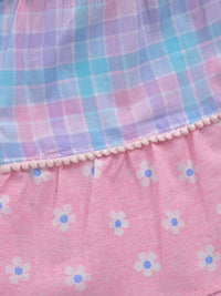 Hopebow Pastel Bloom frock — pink pom-pom trim and flutter sleeve detail