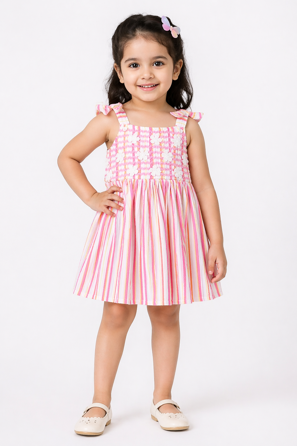 Hopebow Blossom Pink summer frock with textured bodice