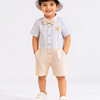 The Pastel Blue Linen Romper Set
