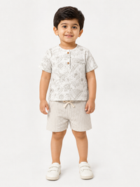 Hopebow Botanical Breeze cotton tee and striped shorts set