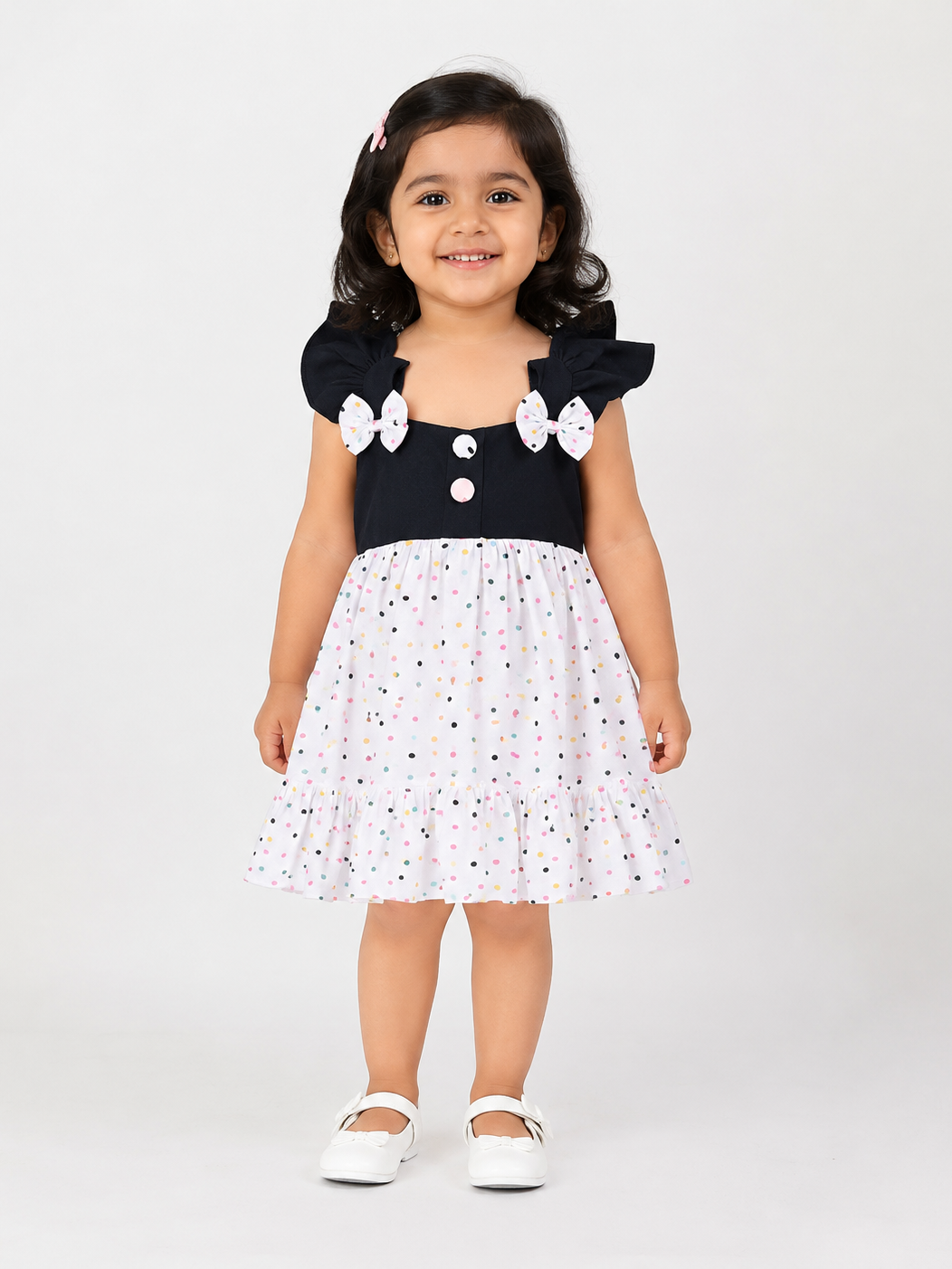 Hopebow Noir Bow black and ivory toddler frock