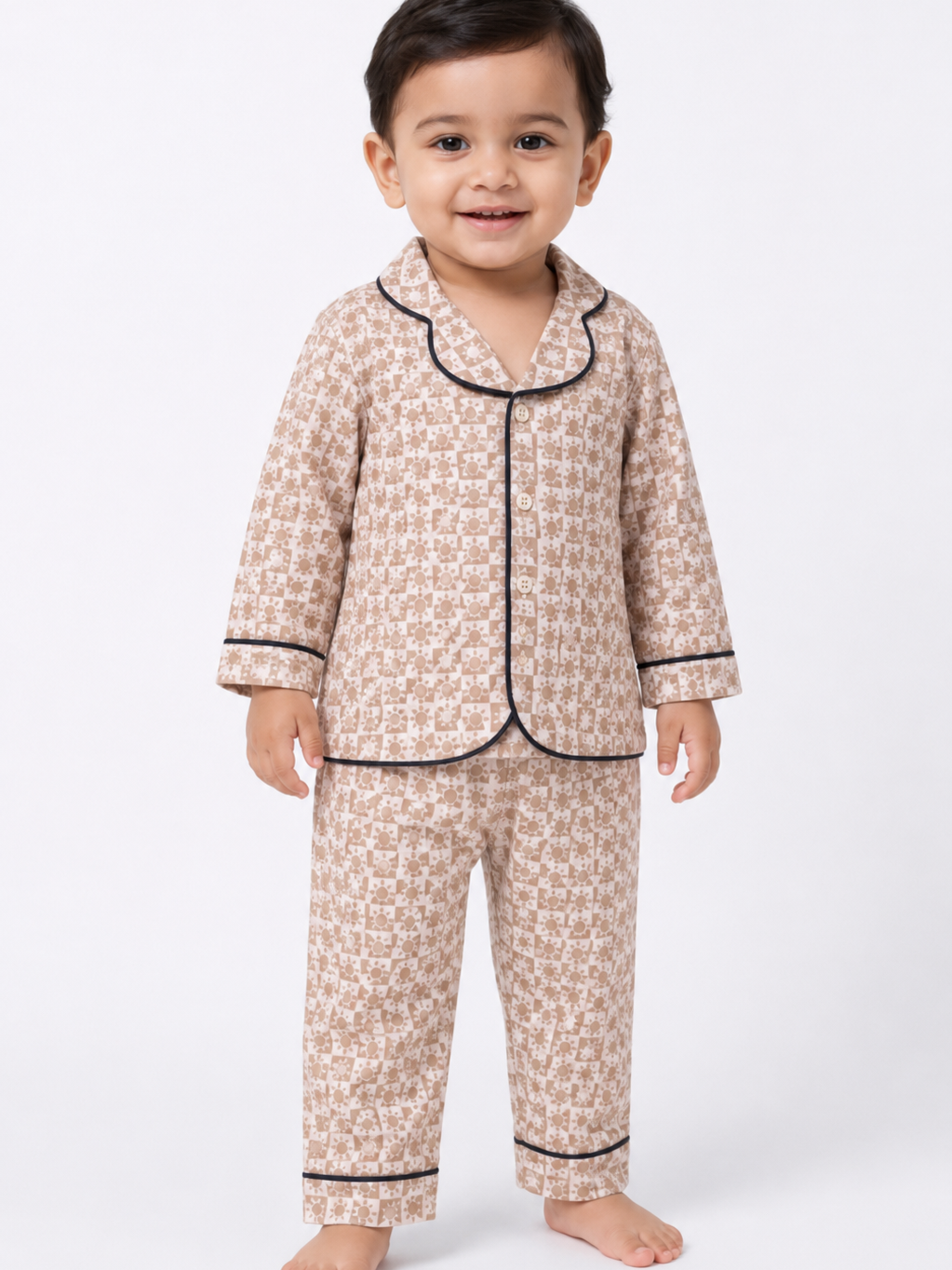 Hopebow Beige Star cotton kids nightwear set