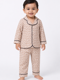 Hopebow Beige Star cotton kids nightwear set