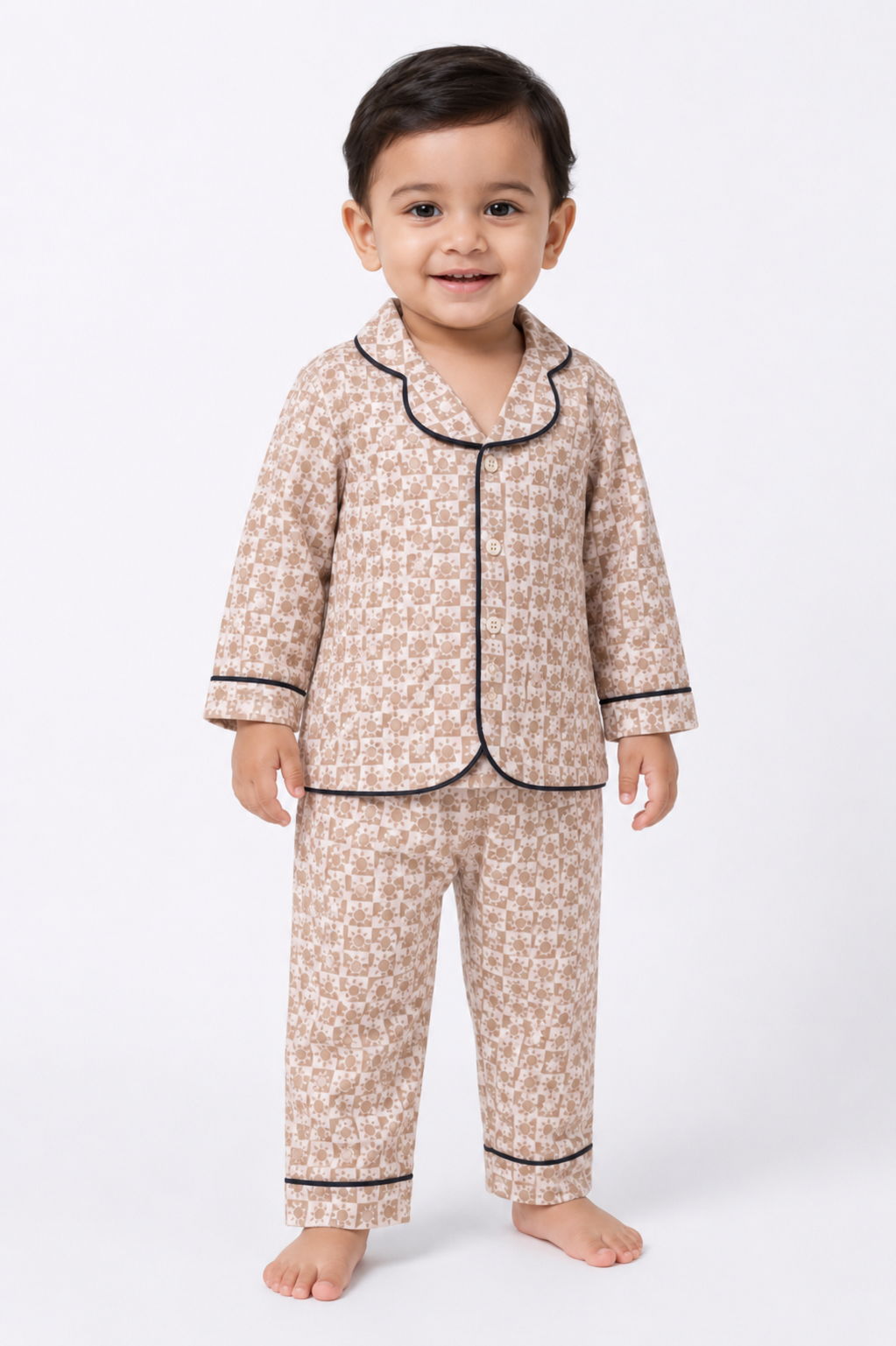 Hopebow Beige Star cotton kids nightwear set
