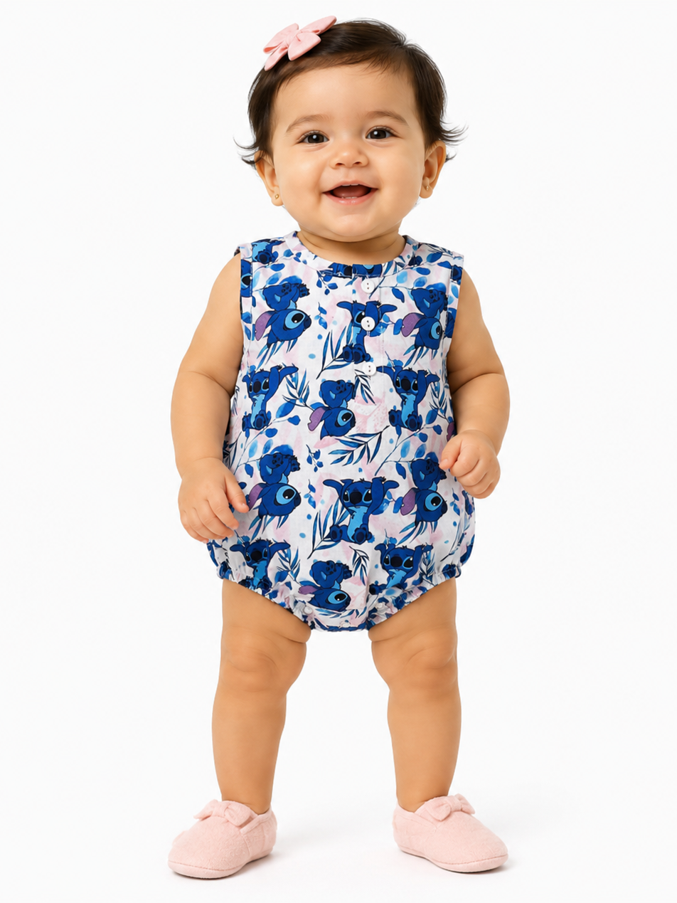 Hopebow Tropical Bloom blue cotton baby romper