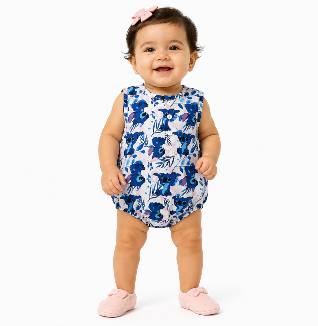 Hopebow Tropical Bloom blue cotton baby romper