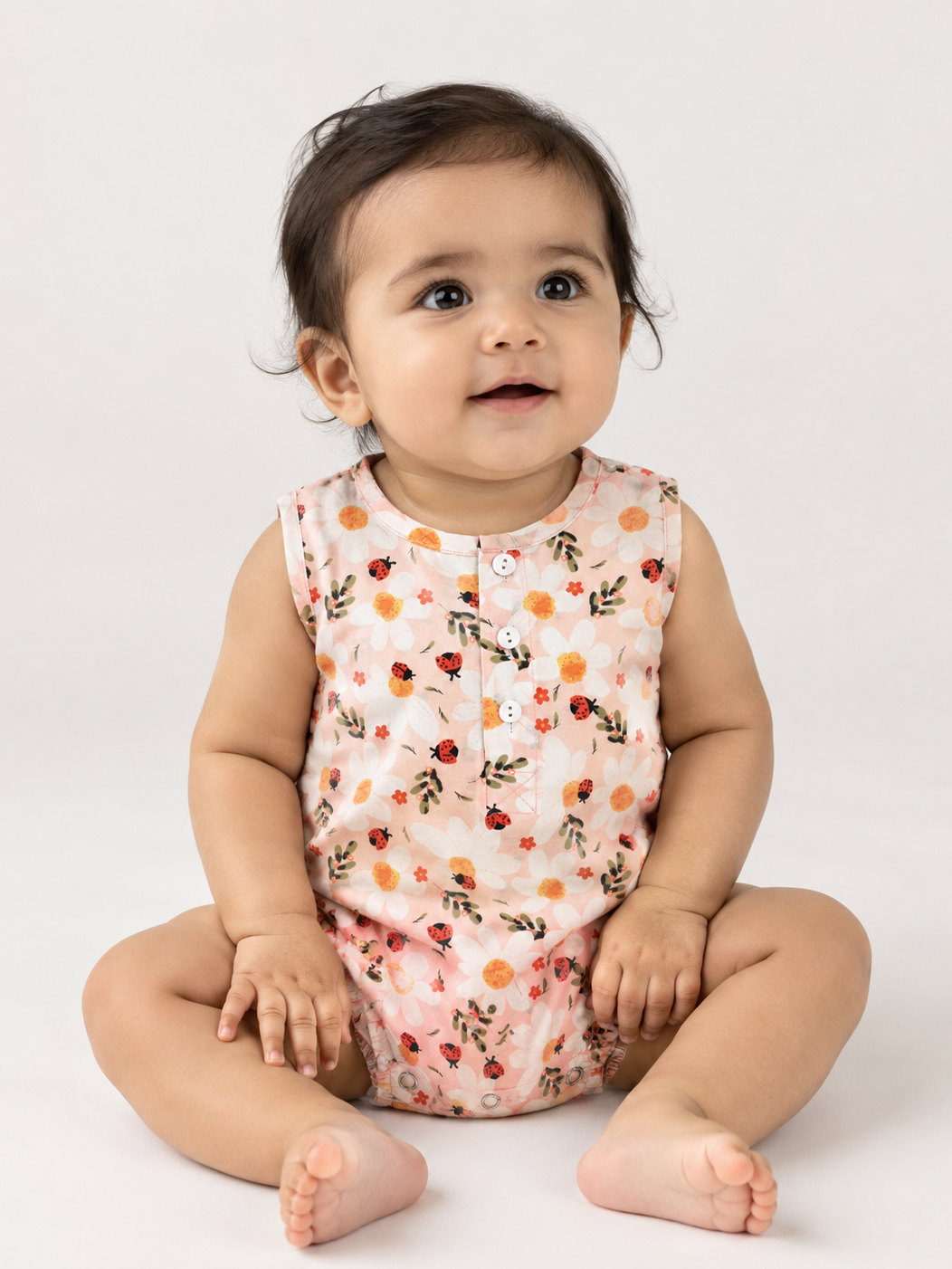 Hopebow Blush Daisy soft pink cotton baby girl romper