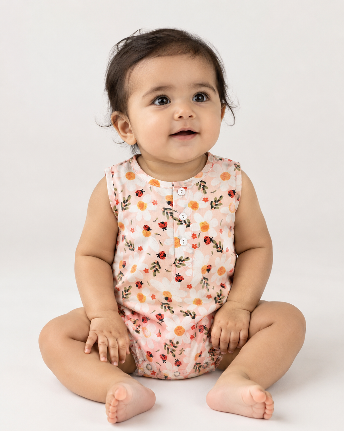 Hopebow Blush Daisy soft pink cotton baby girl romper