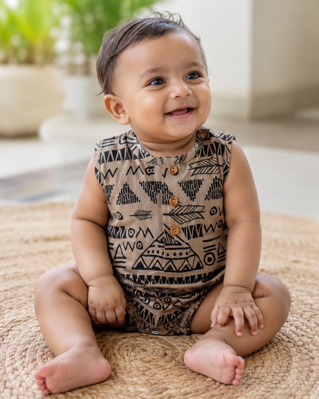 Hopebow Earth Muse cotton baby romper in earth tones