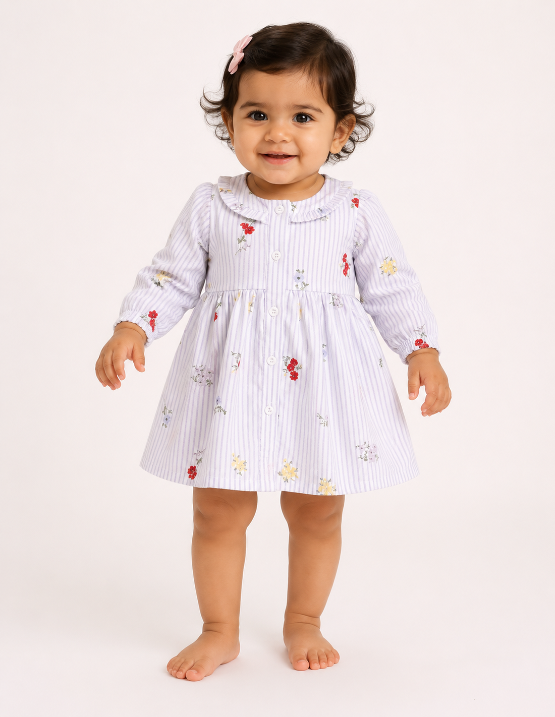 Premium white floral baby girl dress for 6 to 9 months
