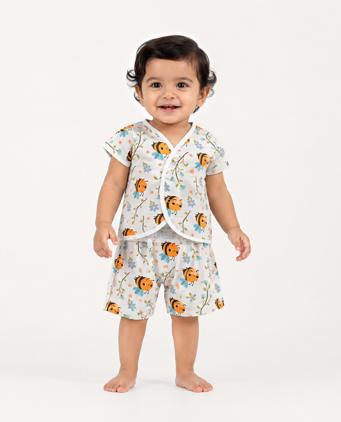 Hopebow Bee Bloom cream cotton baby co-ord set