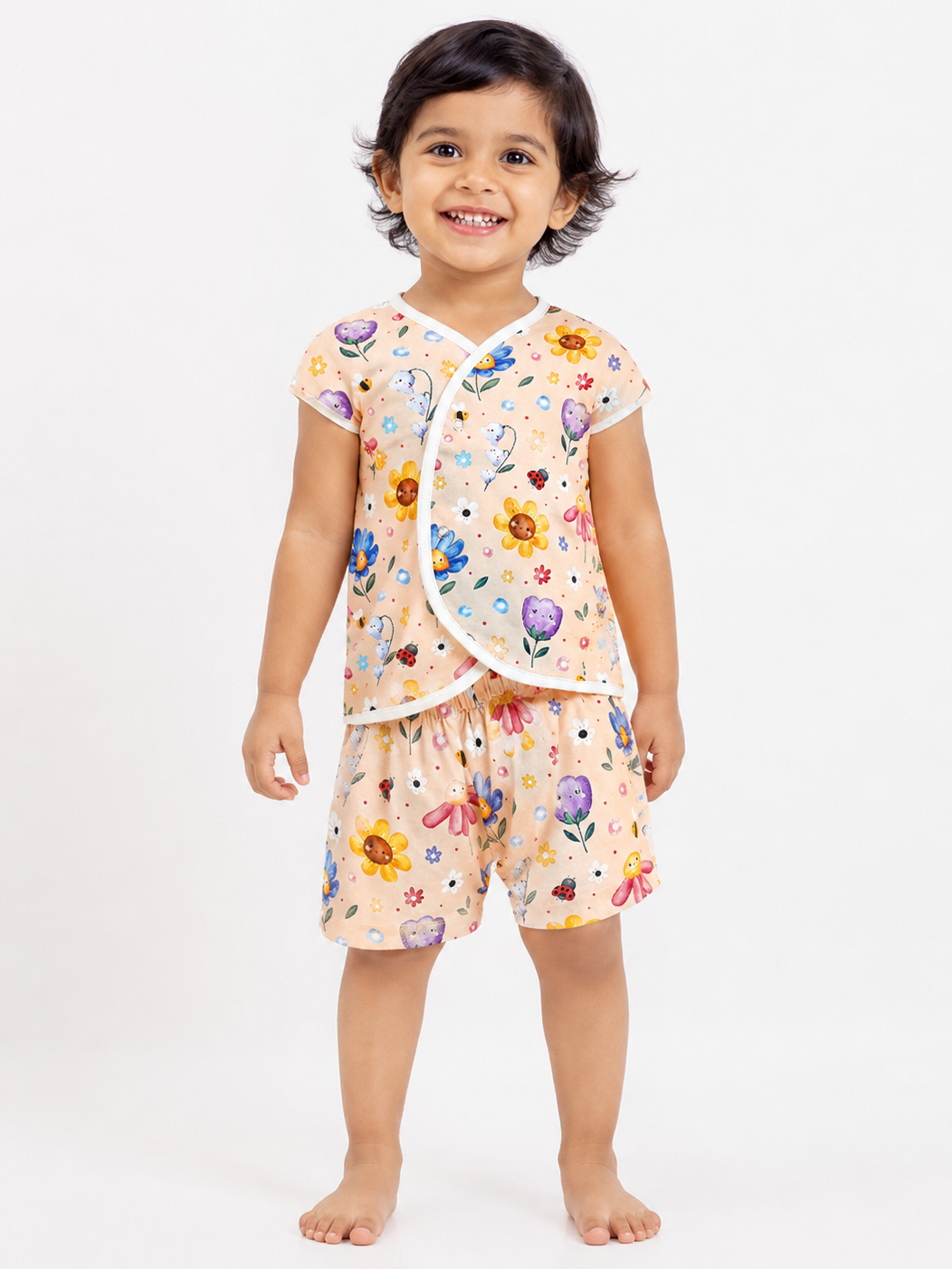 Hopebow Garden Bloom peach cotton baby co-ord set