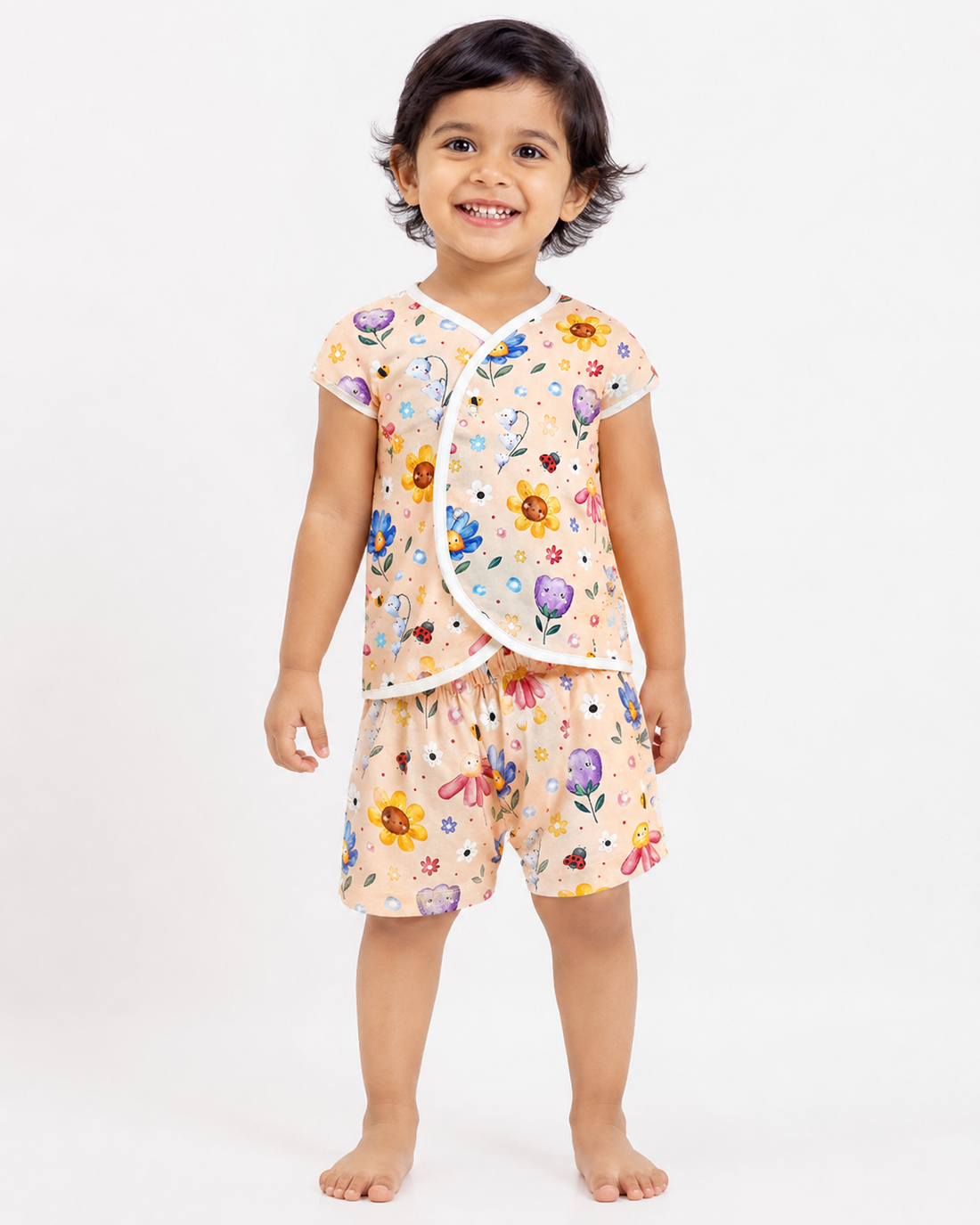 Hopebow Garden Bloom peach cotton baby co-ord set