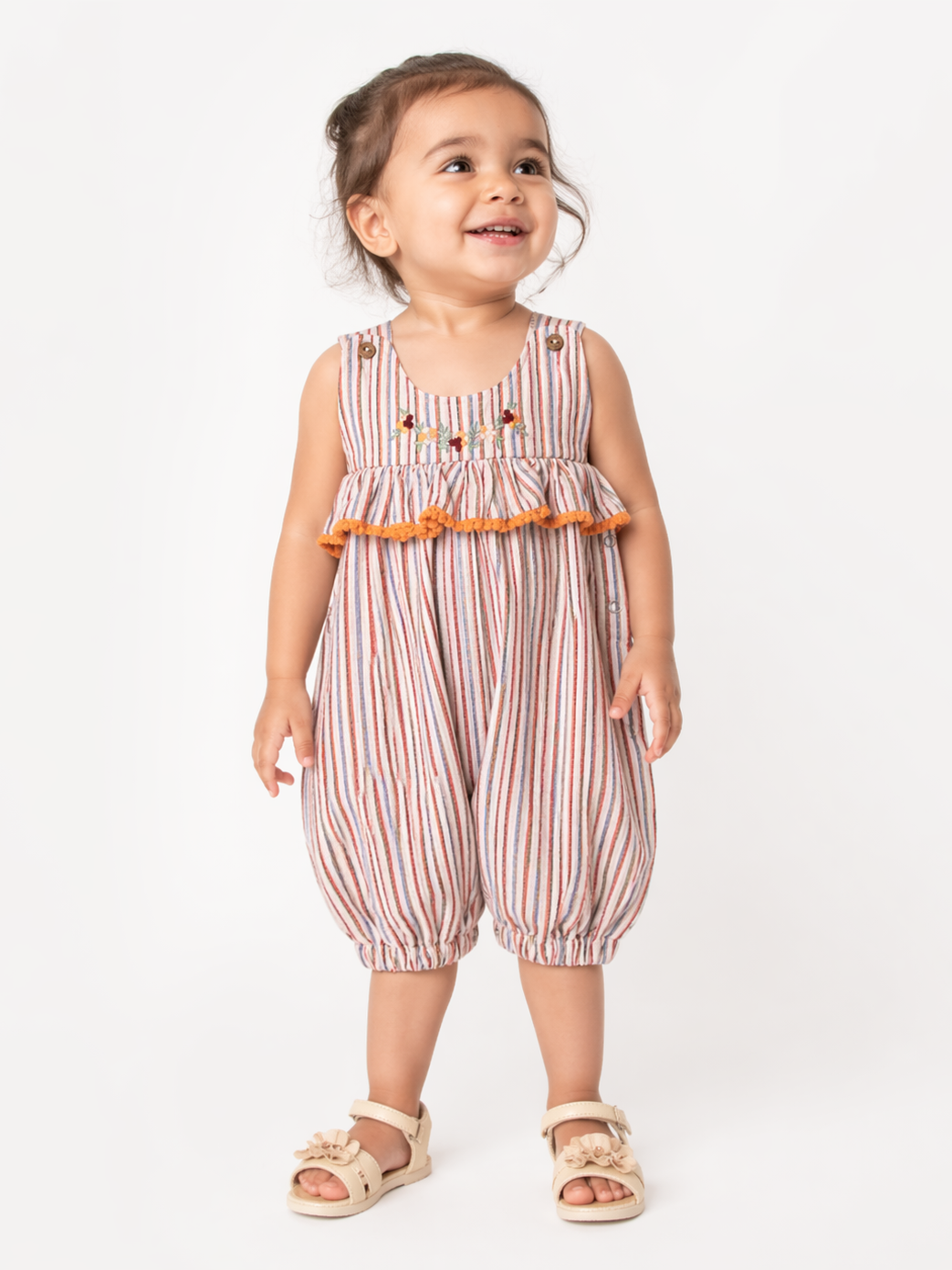 Hopebow Sun-Stripe cotton baby girl romper