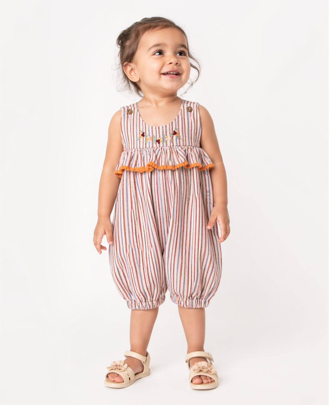 Hopebow Sun-Stripe cotton baby girl romper