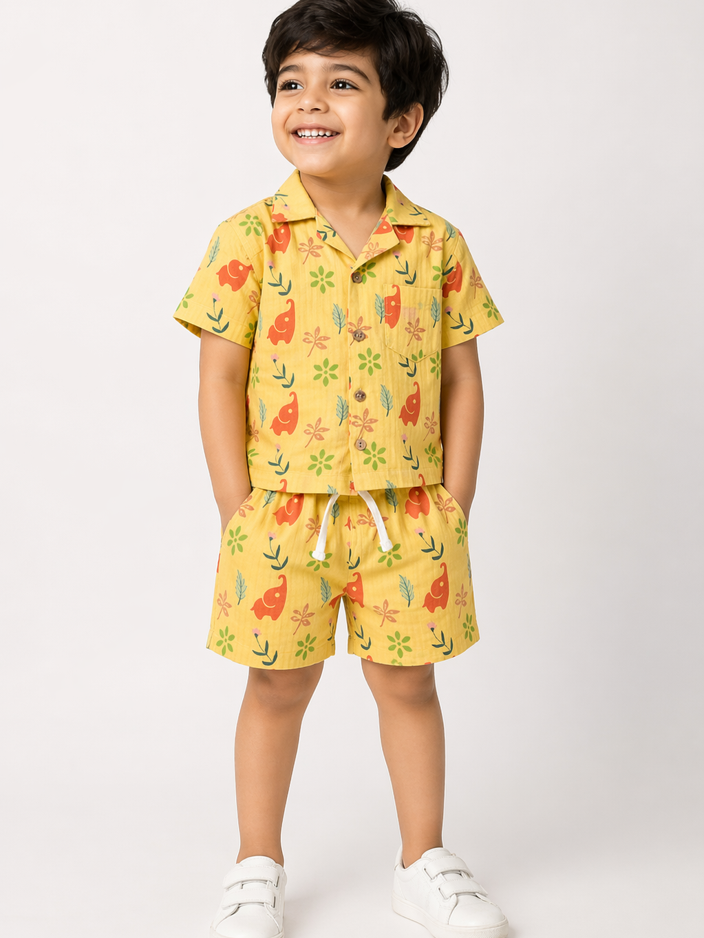 Hopebow Sunshine Safari yellow cotton boys co-ord