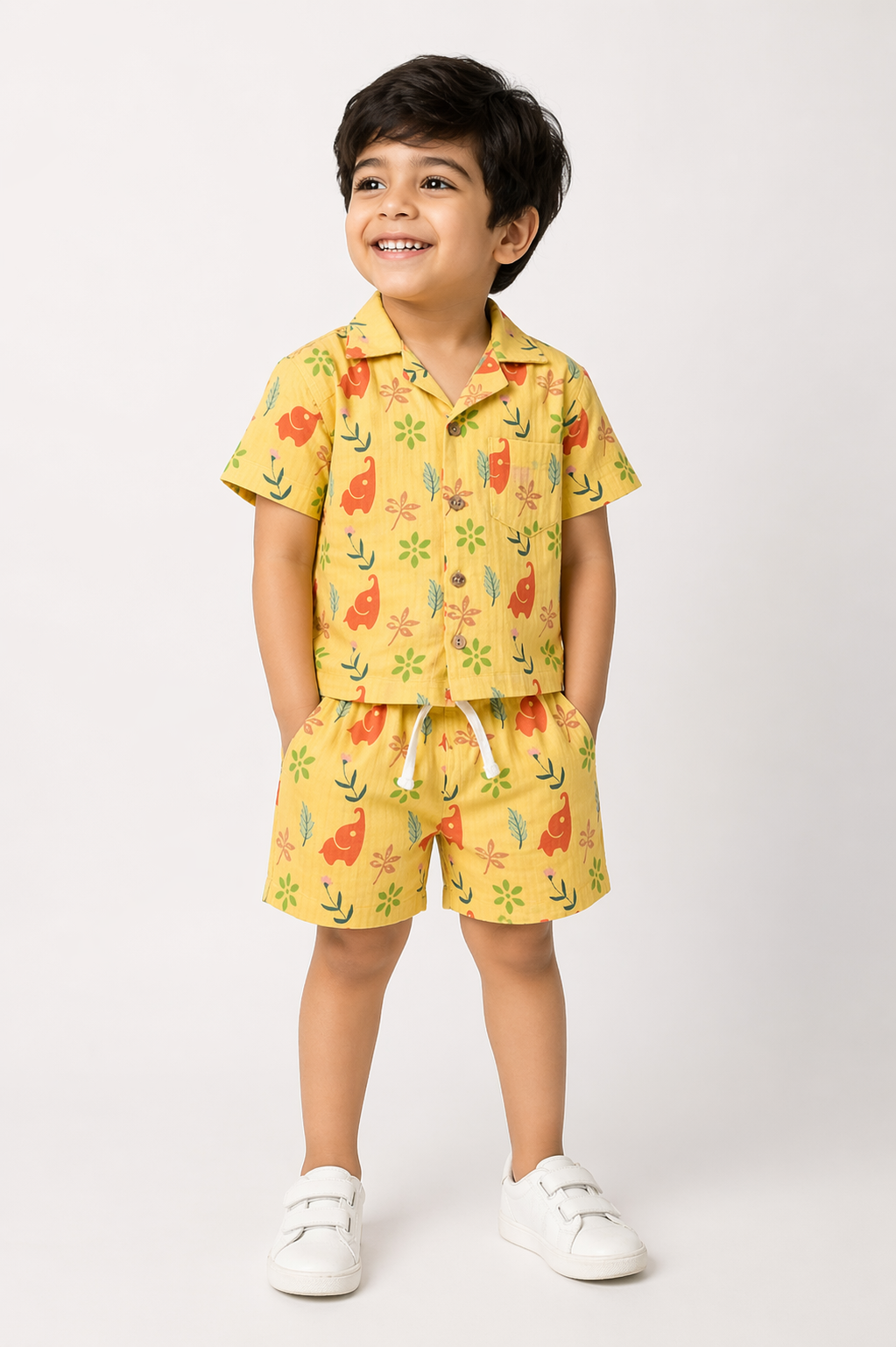 Hopebow Sunshine Safari yellow cotton boys co-ord