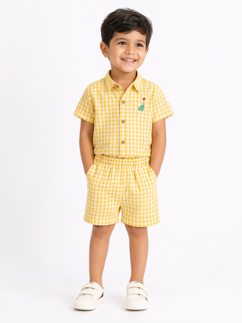 Hopebow Sunshine Gingham yellow cotton boys co-ord