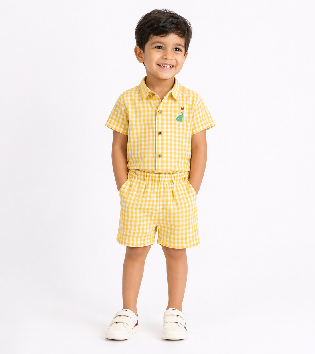 Hopebow Sunshine Gingham yellow cotton boys co-ord
