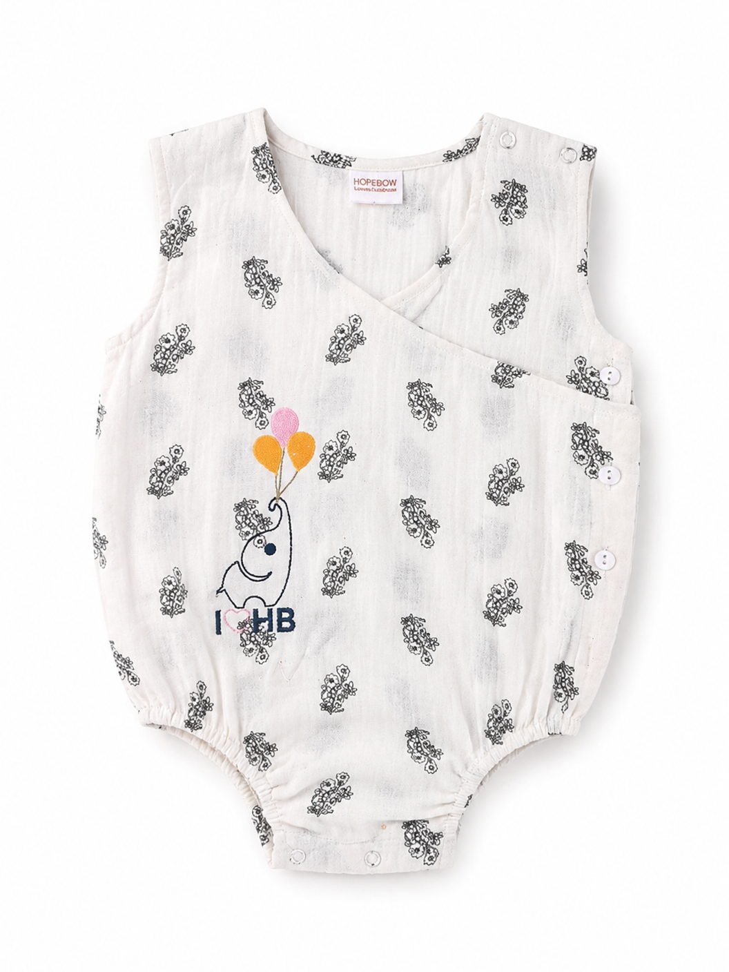 Hopebow Ivory Bloom floral cotton baby romper