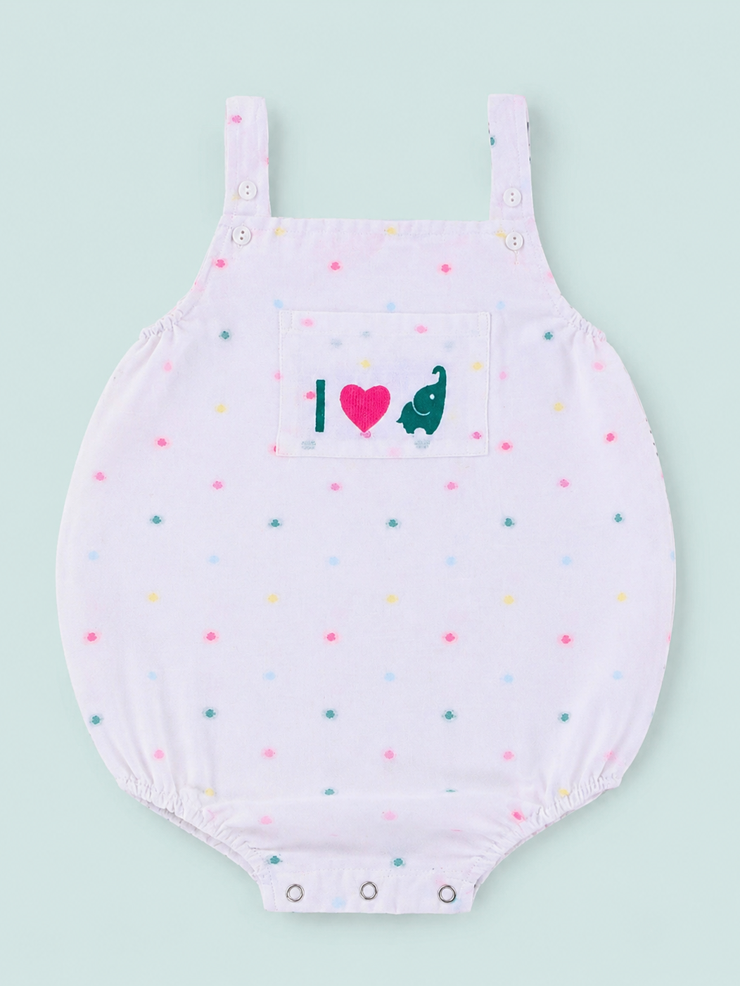 Hopebow Pastel Dot ivory cotton baby romper