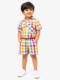 Hopebow Garden Check pastel cotton boys co-ord