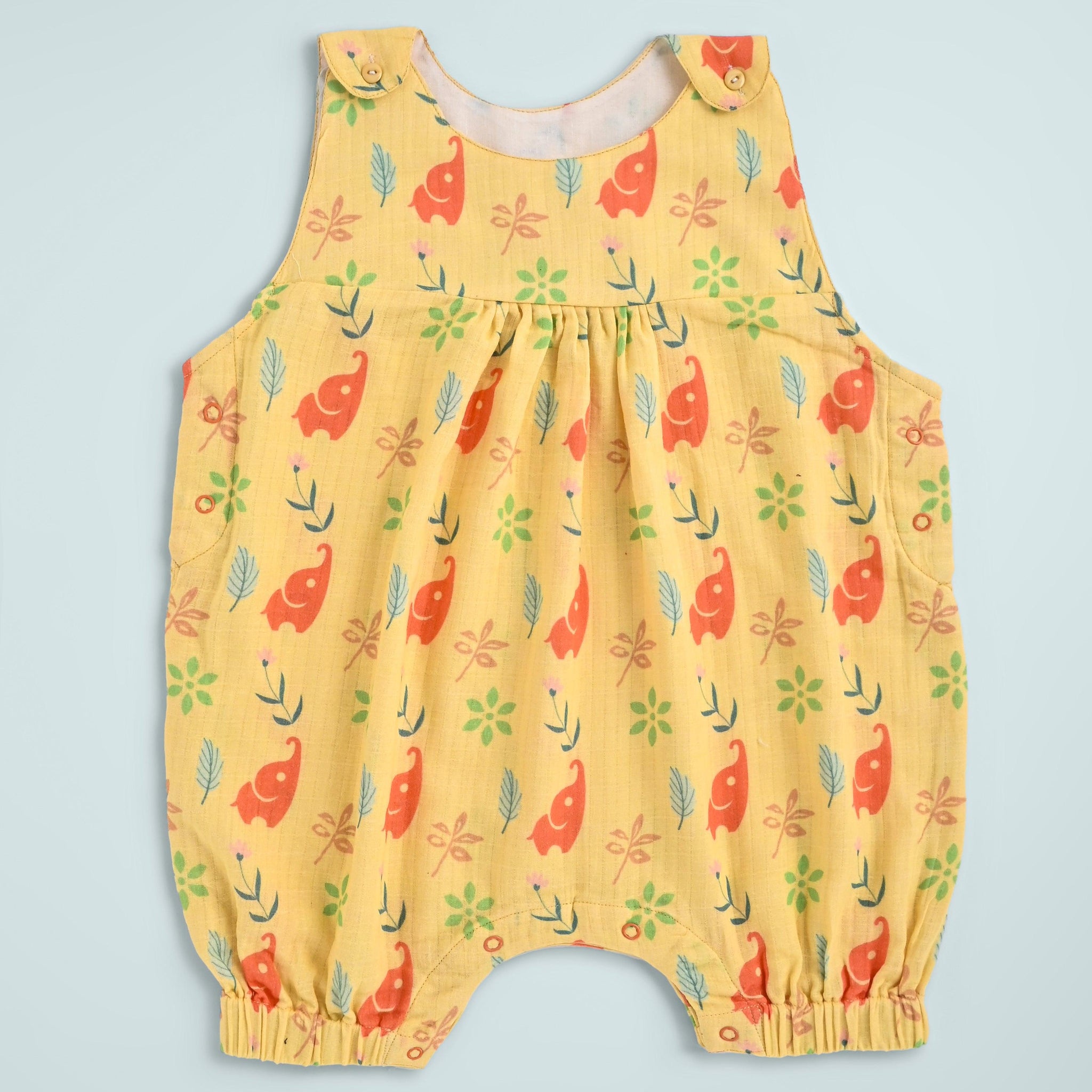 Hopebow 100% Cotton Elephant-Print Romper – Soft & Breathable