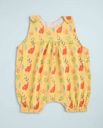 Hopebow 100% Cotton Elephant-Print Romper – Soft & Breathable