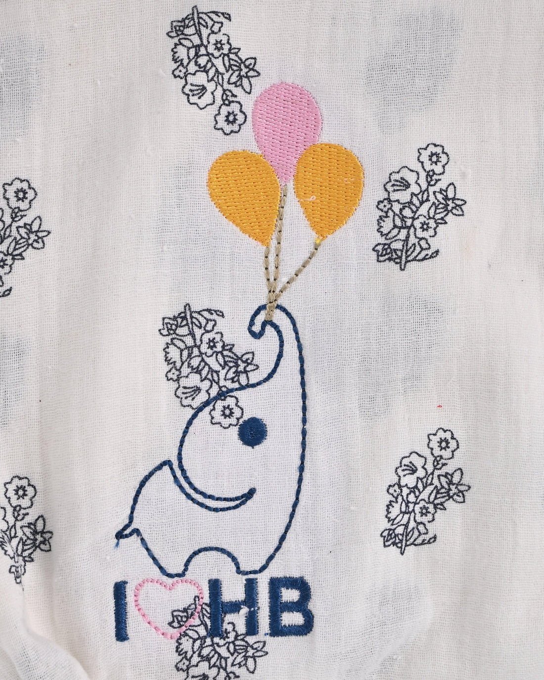 Hopebow 100% Cotton Elephant Balloon-Embroidered Wrap Romper – Soft & Breathable