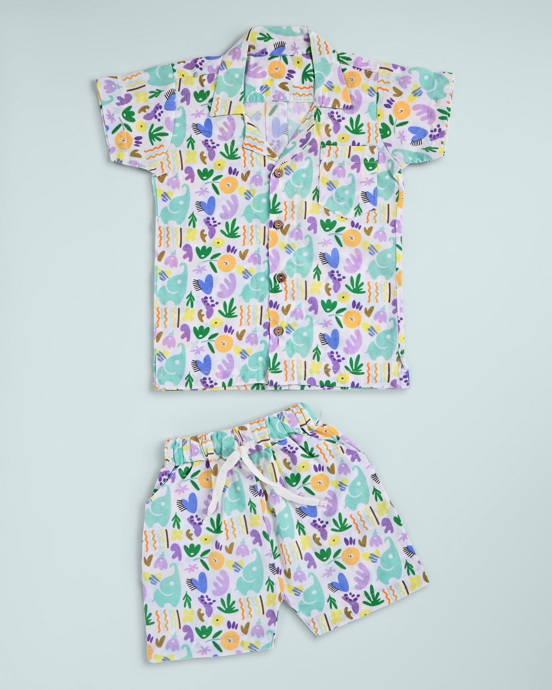 Hopebow 100% Cotton Tropical-Print Two-Piece Set – Soft & Breathable