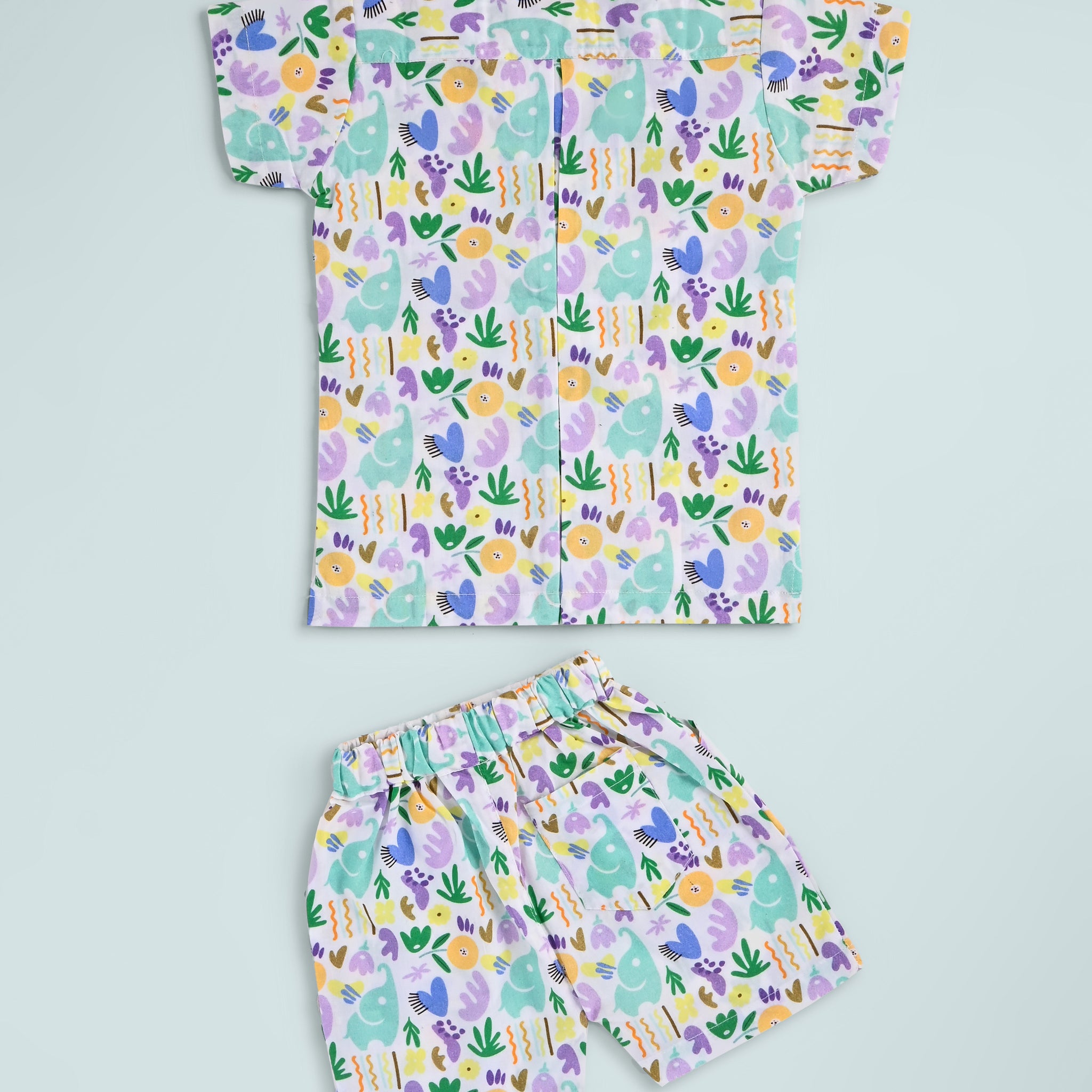 Boys & Girls Cotton Summer Co-Ord Set – Short Sleeve Printed Shirt with Matching Shorts