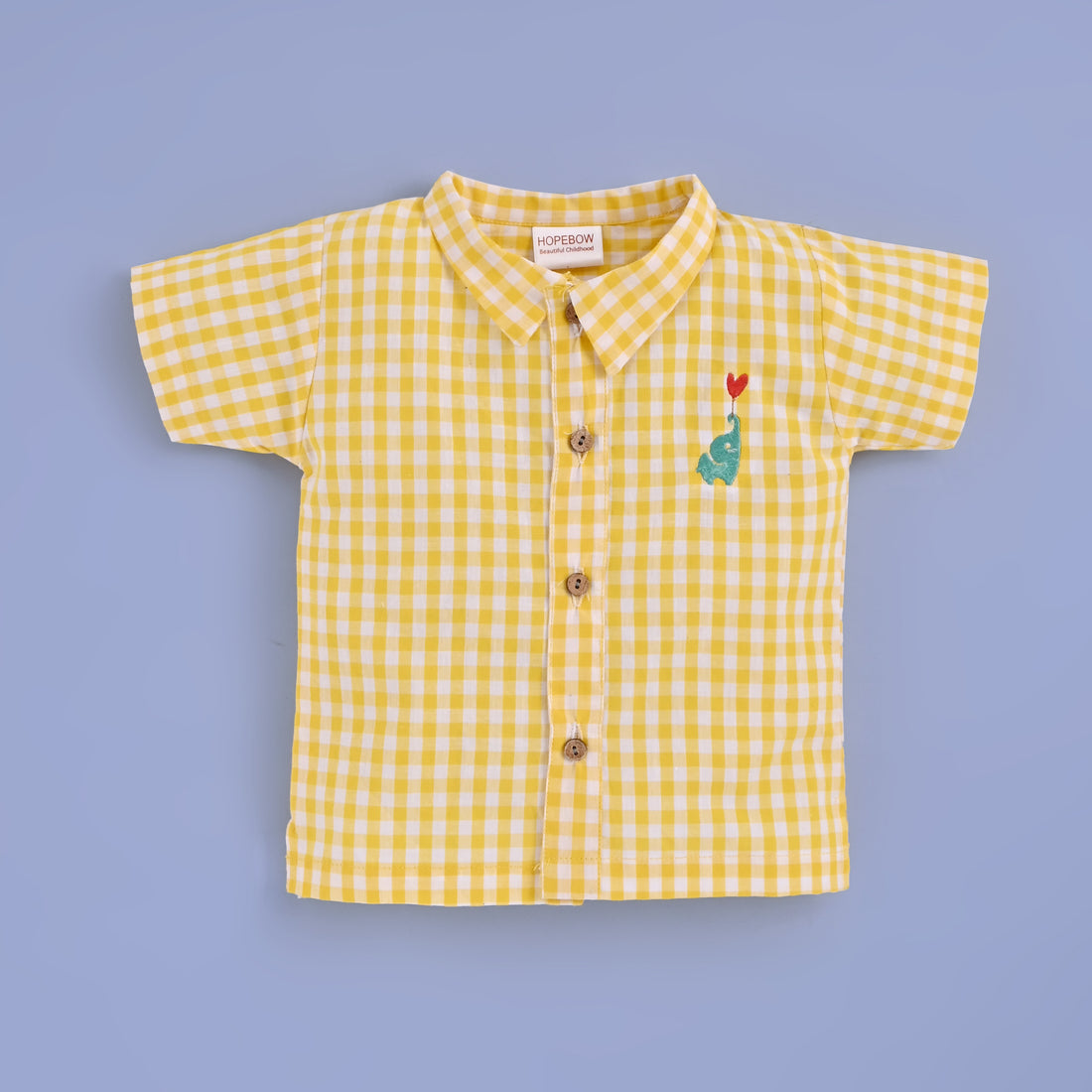 Boys & Girls Yellow Cotton Summer Co-Ord Set  Gingham Shirt with Matching Shorts