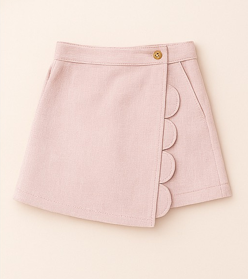 Girls Cotton Embroidered Co-Ord Set Short Sleeve Shirt with Pockets & Skirt Shorts