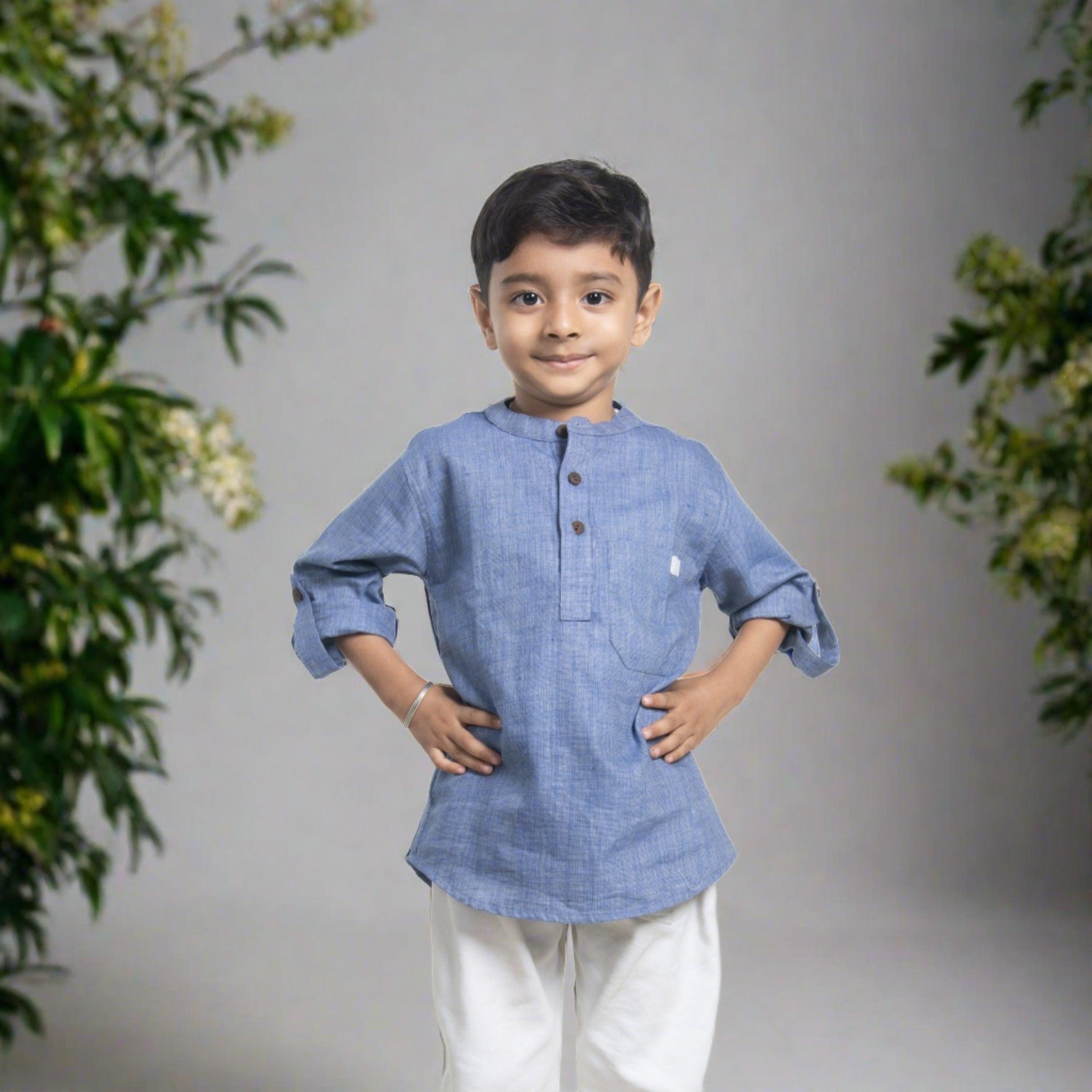 ‘Blue Bliss’ Kurta Shirt - Hopebow