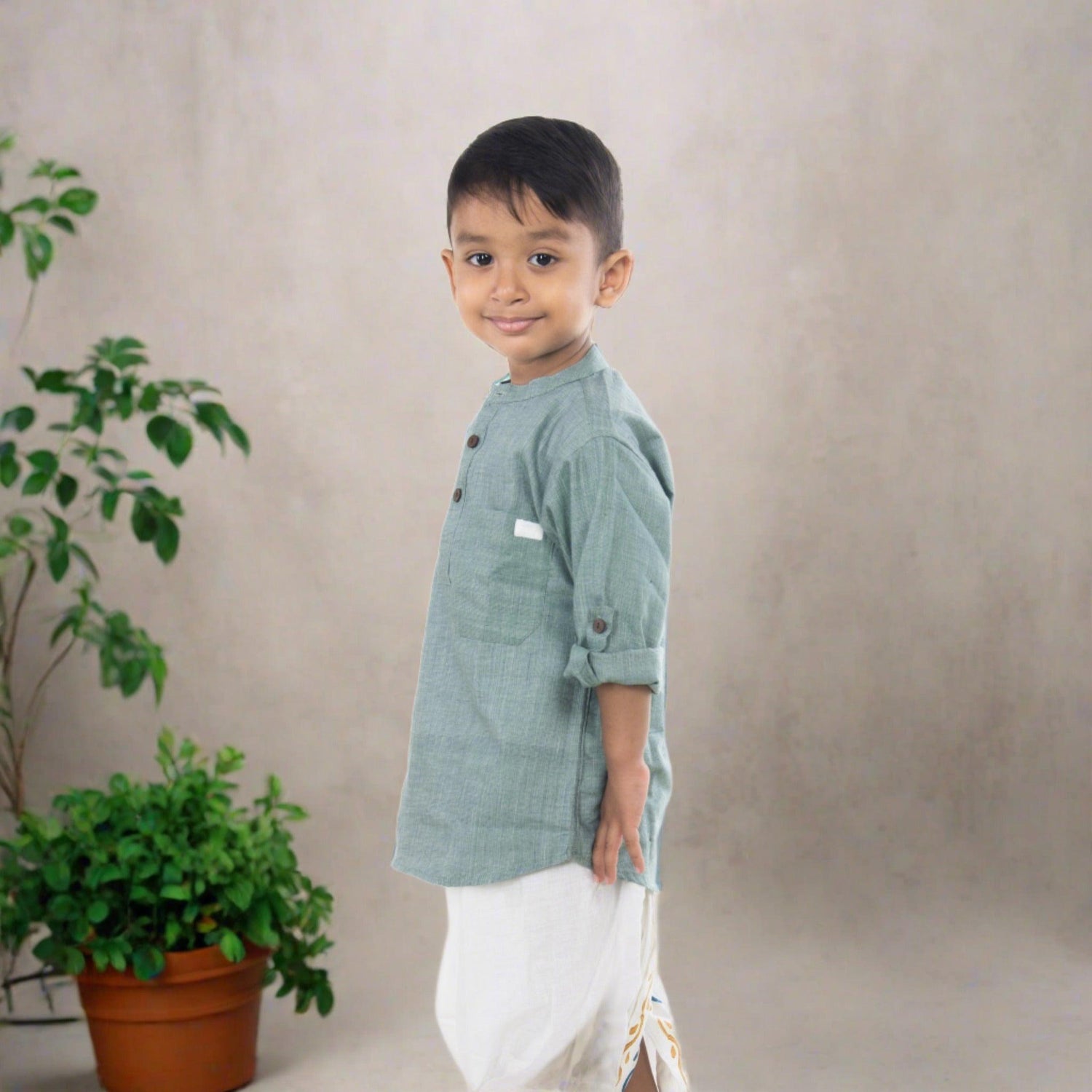 ‘Green Vine’ Kurta Shirt - Hopebow