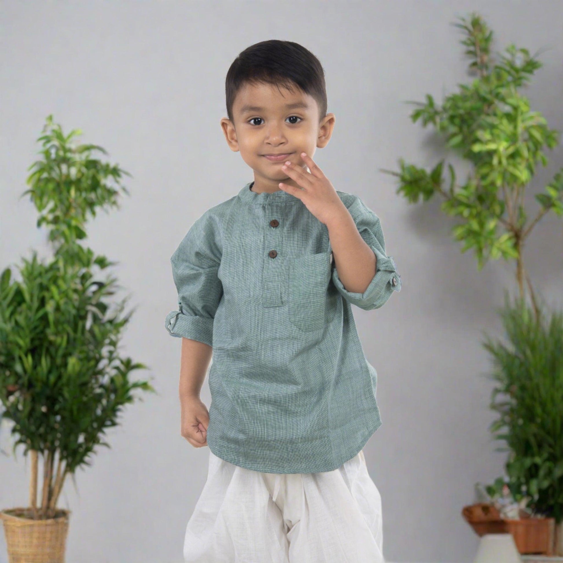 ‘Green Vine’ Kurta Shirt - Hopebow